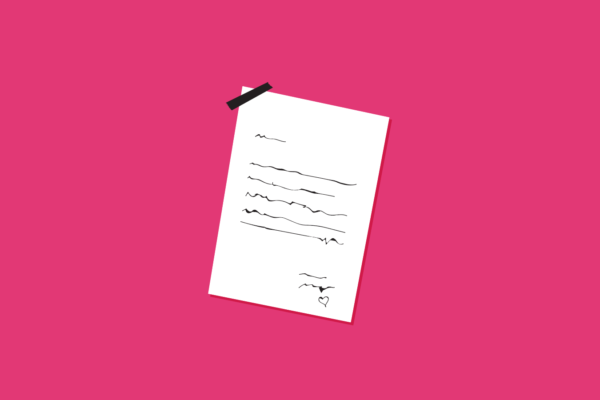 Illustration of a letter on pink background