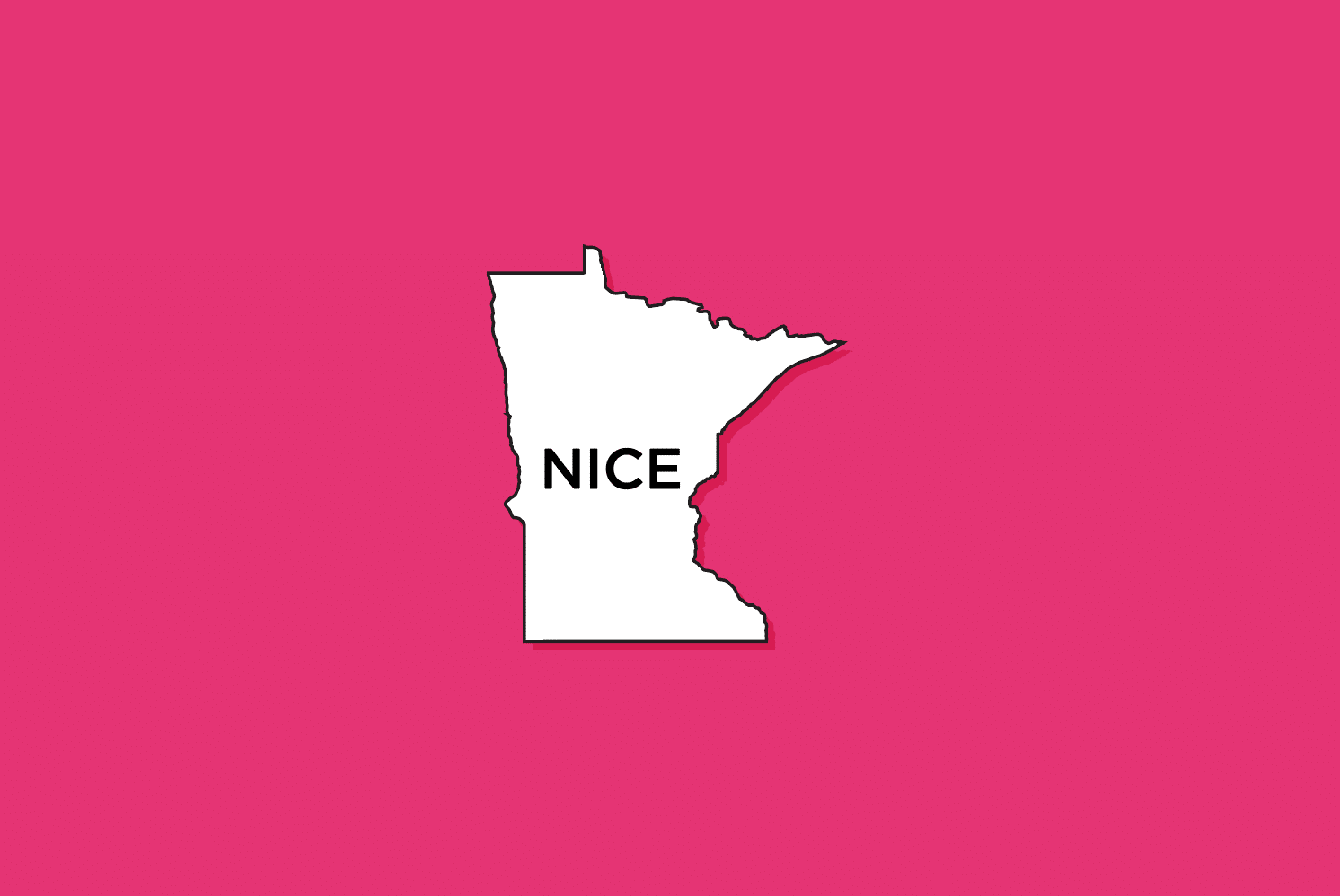 Illustration of Minnesota with the word "nice" in it on a pink background