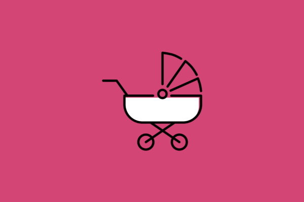 baby stroller on pink background