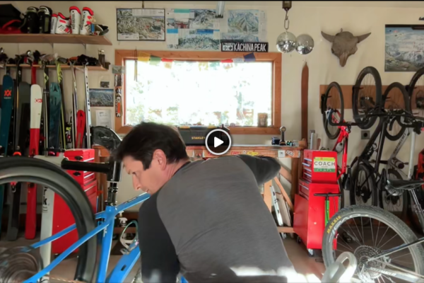 Robb fixing a bike in the workshop
